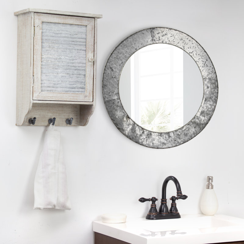 Williston Baumgartner Galvanized Round Metal Wall Mirror